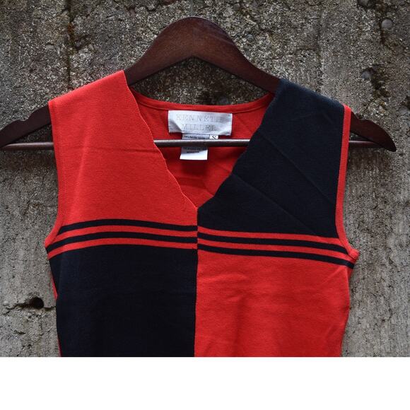 Kenneth Miller Red & Black Colorblock Sleeveless Knit Top Women’s Small - Picture 3 of 5